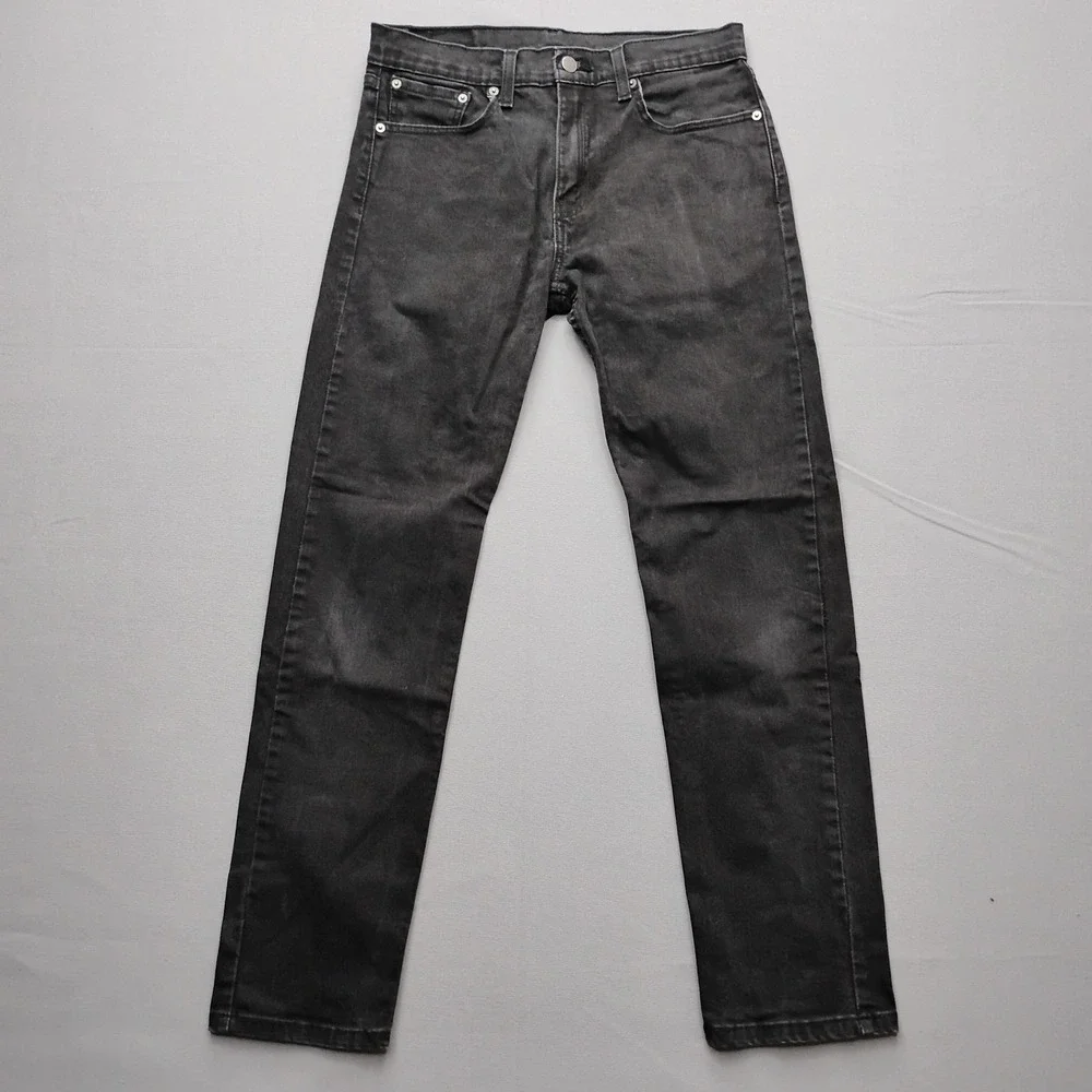 Levis 502 Regular Tapered Fit Mens Jeans 31x32 Washed Black Denim Pants